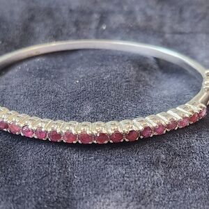 Genuine Ruby Sterling Bangle Bracelet